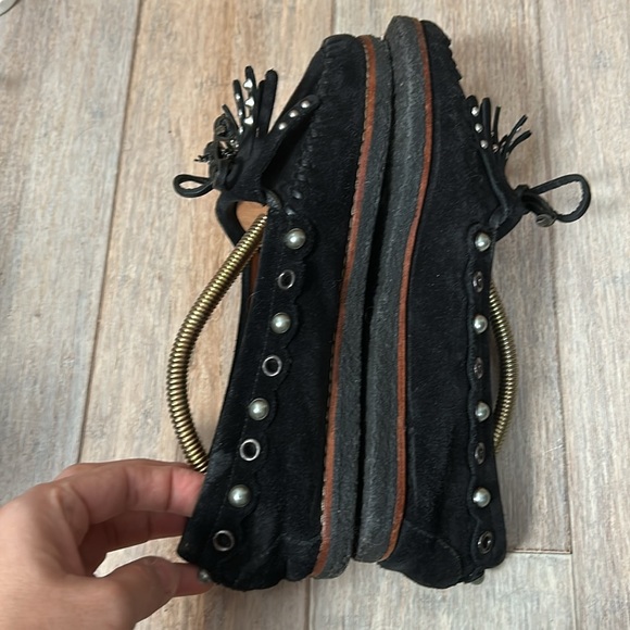 Coach Roccasin Slip On Black Studded Fringe Suede size 8.5 B EUR 39 - Picture 9 of 16